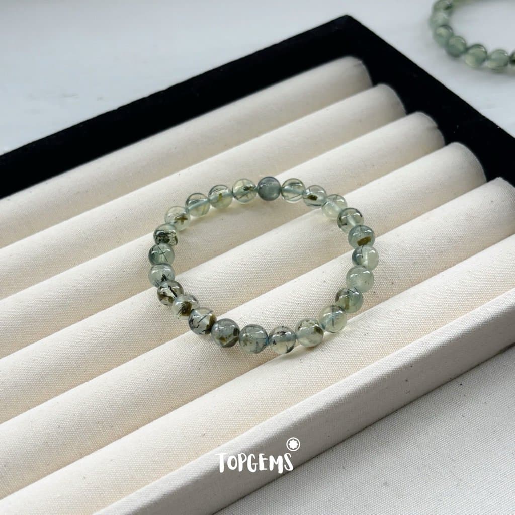 [TẶNG KÈM HỘP] Chuỗi Vòng Tay Đá Prehnite Thạch Anh Xanh Lá Tự Nhiên Mix Bạc 925 TOPGEMS XA003 - Ảnh bìa