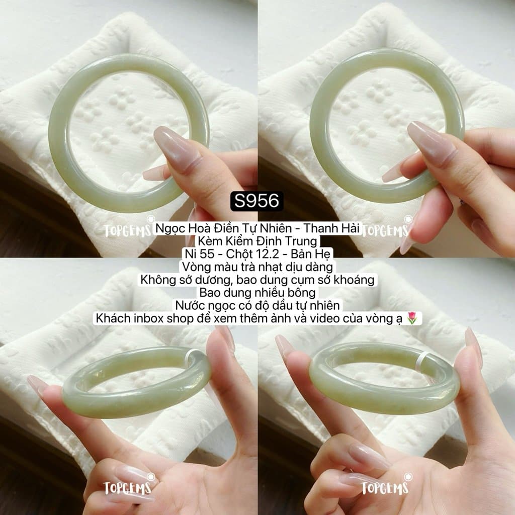 [TỔNG HỢP VÒNG DINGDANG] Vòng Bản Ngọc Hoà Điền Tự Nhiên Kèm Kiểm Định TOPGEMS - Có Ship Hoả Tốc - Tặng Kèm Hộp