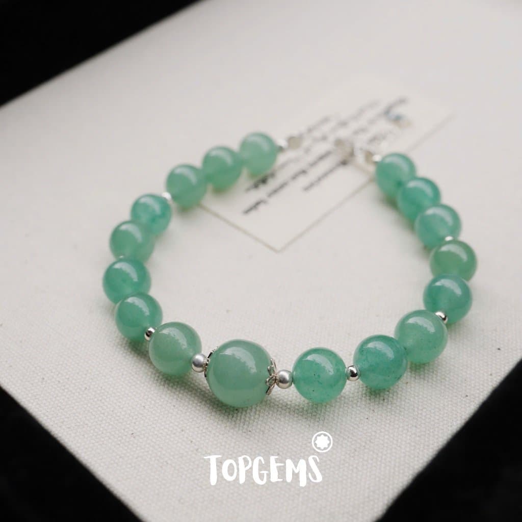 [TẶNG KÈM HỘP] Chuỗi Vòng Tay Ngọc Đông Linh Đá Aventurine Xanh Lá 6 Li Tự Nhiên Mix Bạc 925 TOPGEMS V641B - Ảnh bìa