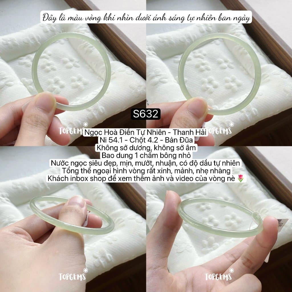 [TỔNG HỢP VÒNG BẢN] Ngọc Hoà Điền Tự Nhiên Kèm Kiểm Định TOPGEMS - Có Ship Hoả Tốc - Tặng Kèm Hộp S632 - Ảnh bìa