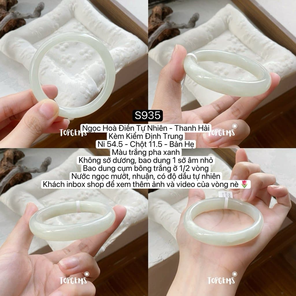 [TỔNG HỢP VÒNG BẢN] Ngọc Hoà Điền Tự Nhiên Kèm Kiểm Định TOPGEMS - Có Ship Hoả Tốc - Tặng Kèm Hộp
