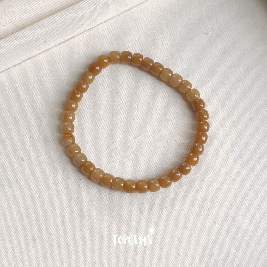 Vòng Tay Chuỗi Mật Ngọc Hoà Điền Tự Nhiên 8 Li TOPGEMS - SHIP HOẢ TỐC TẶNG KÈM HỘP VA112 - Ảnh bìa