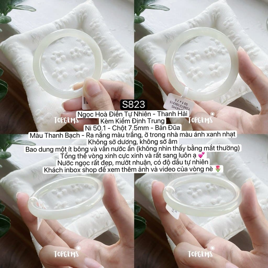 Tổng Hợp Vòng Bản Ngọc Hoà Điền Tự Nhiên Hàng Đẹp TOPGEMS Vòng Bản Đũa Vòng Bản Hẹ Vòng Dingdang S823 - Ảnh bìa