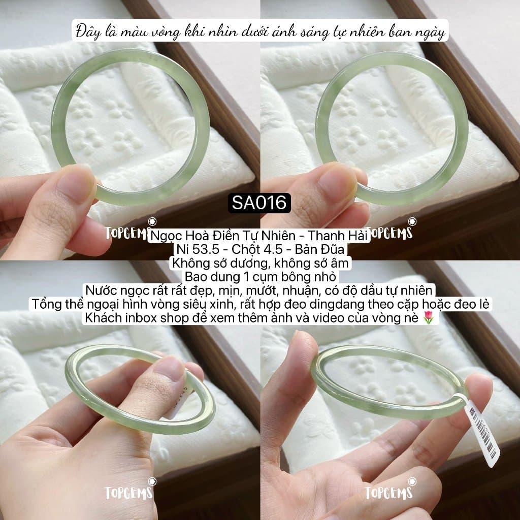[TỔNG HỢP VÒNG BẢN] Ngọc Hoà Điền Tự Nhiên Kèm Kiểm Định TOPGEMS - Có Ship Hoả Tốc - Tặng Kèm Hộp
