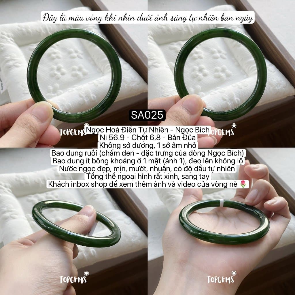 [TỔNG HỢP VÒNG BẢN] Ngọc Hoà Điền Tự Nhiên Kèm Kiểm Định TOPGEMS - Có Ship Hoả Tốc - Tặng Kèm Hộp SA025 - Ảnh bìa