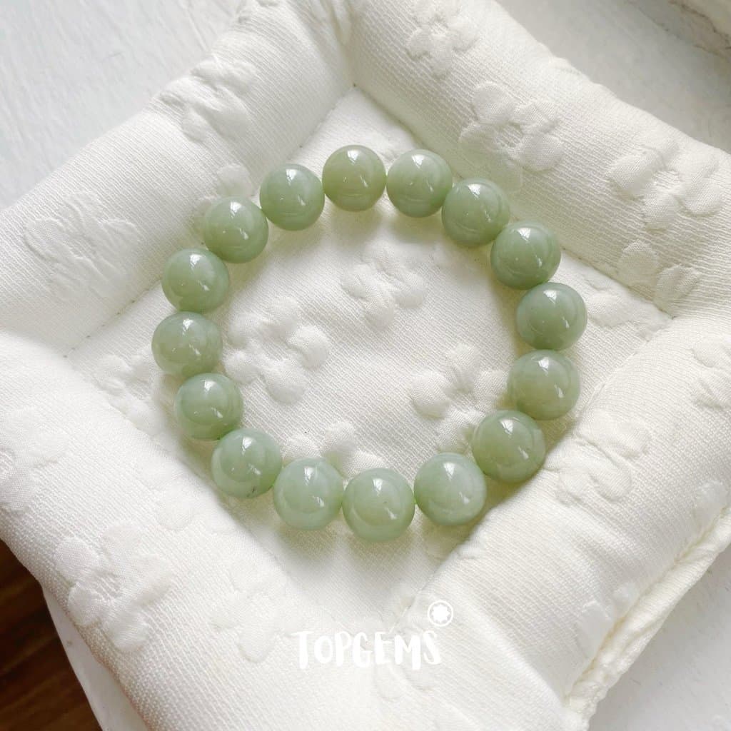 Vòng Tay Ngọc Hoà Điền Tự Nhiên Vòng Nhập Môn Phúc Lợi 6 li đến 12 li TOPGEMS [SHIP HOẢ TỐC] - TẶNG KÈM HỘP V932 - Ảnh bìa