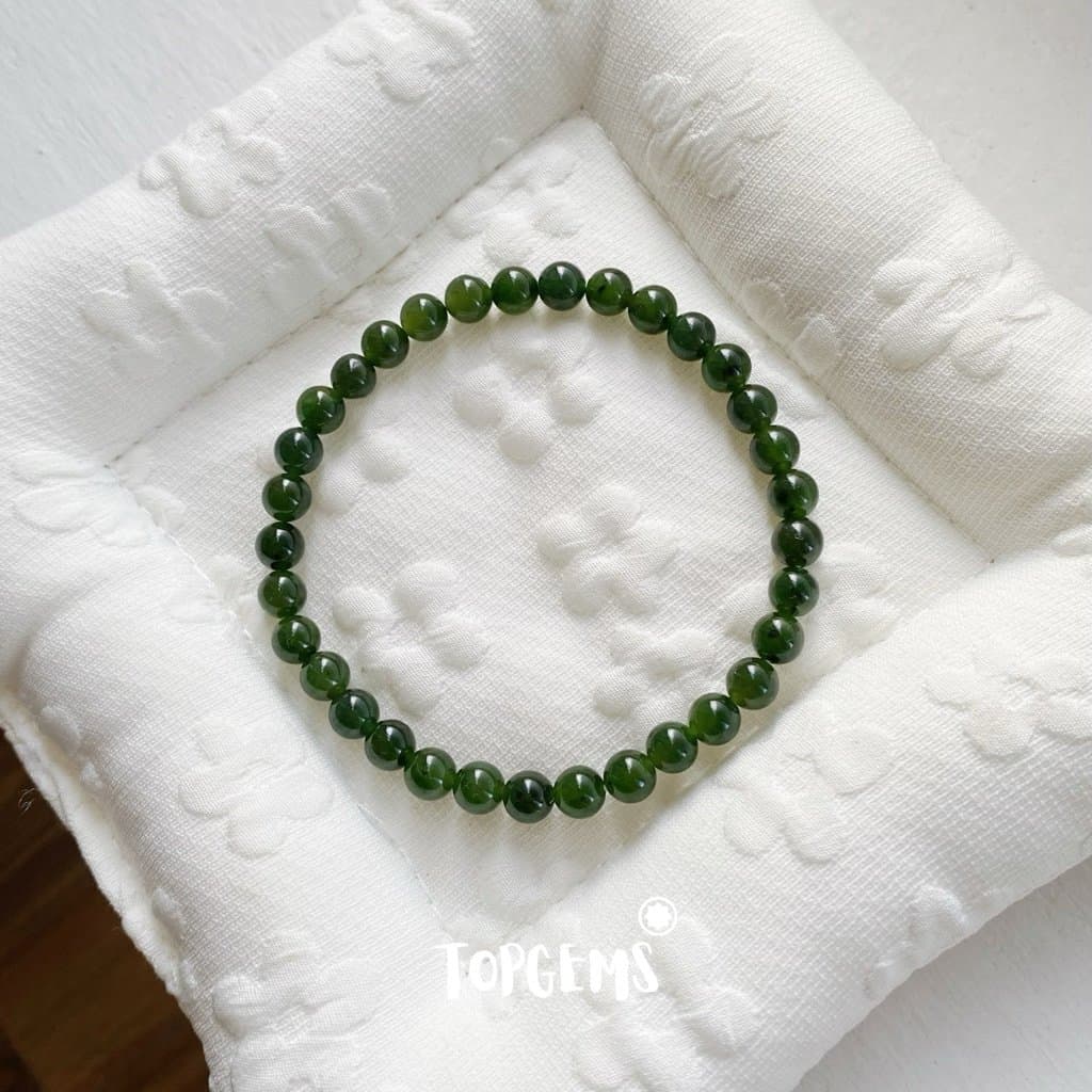 Vòng Chuỗi Ngọc Hoà Điền Tự Nhiên Ngọc Bích 6mm Khoáng Già Hàng Đẹp Nước Ngọc Trong TOPGEMS - SHIP HOẢ TỐC TẶNG KÈM HỘP