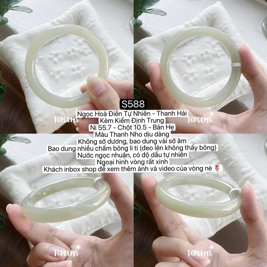 [TỔNG HỢP VÒNG DINGDANG] Vòng Bản Ngọc Hoà Điền Tự Nhiên Kèm Kiểm Định TOPGEMS - Có Ship Hoả Tốc - Tặng Kèm Hộp S588 - Ảnh bìa