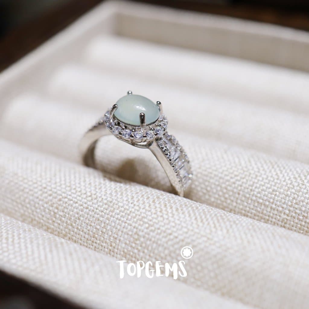 Nhẫn Bạc 925 Nữ Đính Ngọc Phỉ Thuý Loại A Tự Nhiên Dòng Nếp Băng TOPGEMS F311 - Ảnh bìa