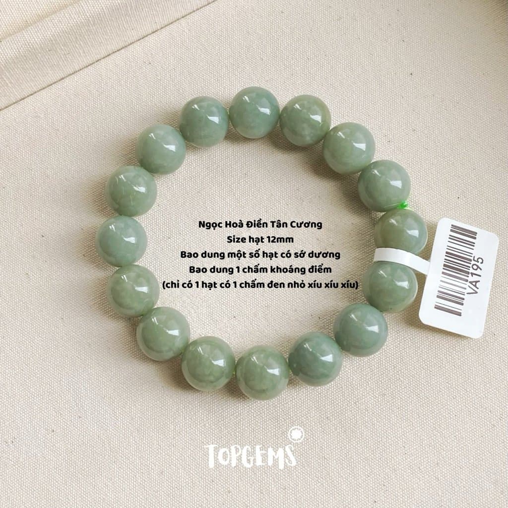 Vòng Tay Chuỗi Ngọc Hoà Điền Tân Cương Tự Nhiên 12 Li - Vòng Chuỗi Ngọc Nam Nữ Đều Đeo Được - SHIP HOẢ TỐC