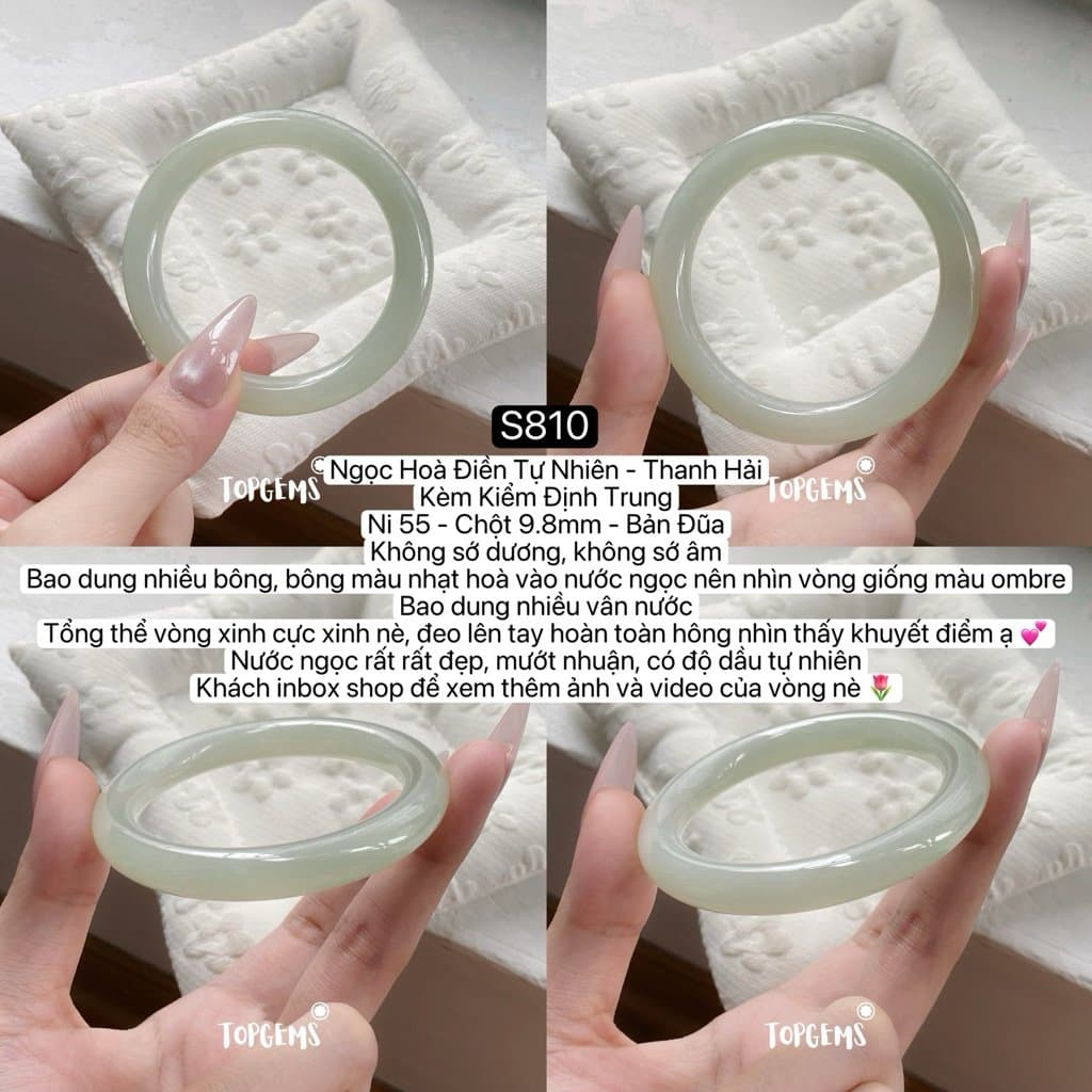 Tổng Hợp Vòng Bản Ngọc Hoà Điền Tự Nhiên Hàng Đẹp TOPGEMS Vòng Bản Đũa Vòng Bản Hẹ Vòng Dingdang S810 - Ảnh bìa