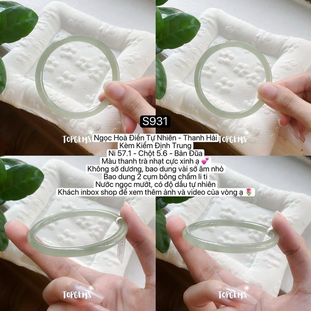 [TỔNG HỢP VÒNG DINGDANG] Vòng Bản Ngọc Hoà Điền Tự Nhiên Kèm Kiểm Định TOPGEMS - Có Ship Hoả Tốc - Tặng Kèm Hộp