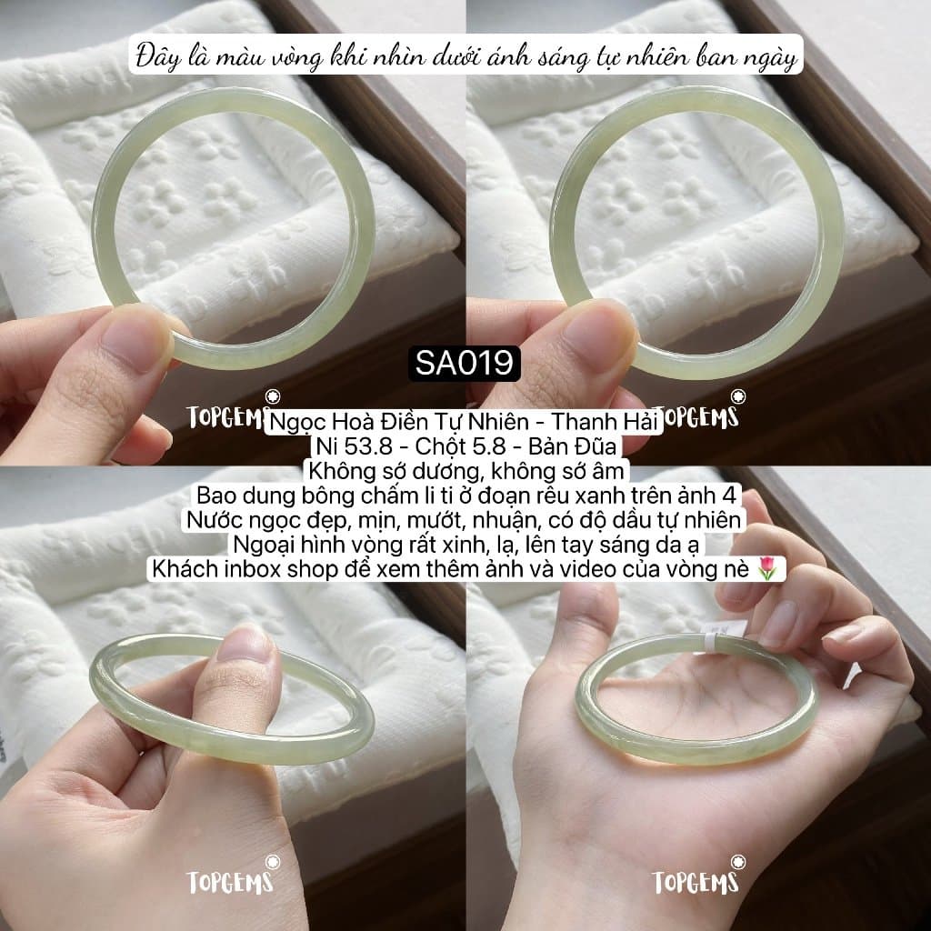 [TỔNG HỢP VÒNG BẢN] Ngọc Hoà Điền Tự Nhiên Kèm Kiểm Định TOPGEMS - Có Ship Hoả Tốc - Tặng Kèm Hộp SA019 - Ảnh bìa