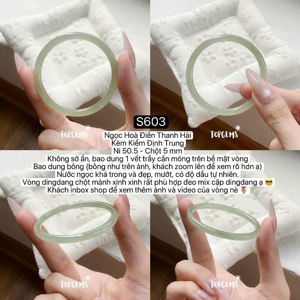 [HOẢ TỐC - TẶNG HỘP] Tổng Hợp Vòng Bản Ngọc Hoà Điền Tự Nhiên TOPGEMS Vòng Nhập Môn Bản Hẹ Bản Đũa S603 - Ảnh bìa
