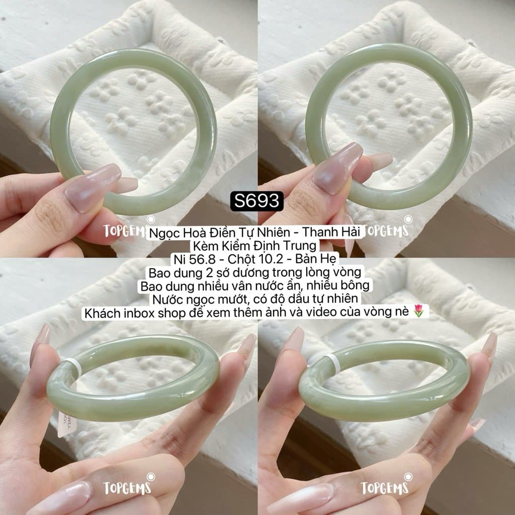 [TỔNG HỢP VÒNG DINGDANG] Vòng Bản Ngọc Hoà Điền Tự Nhiên Kèm Kiểm Định TOPGEMS - Có Ship Hoả Tốc - Tặng Kèm Hộp