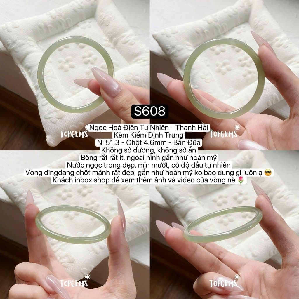 [HOẢ TỐC - TẶNG HỘP] Tổng Hợp Vòng Bản Ngọc Hoà Điền Tự Nhiên TOPGEMS Vòng Nhập Môn Bản Hẹ Bản Đũa S608 - Ảnh bìa
