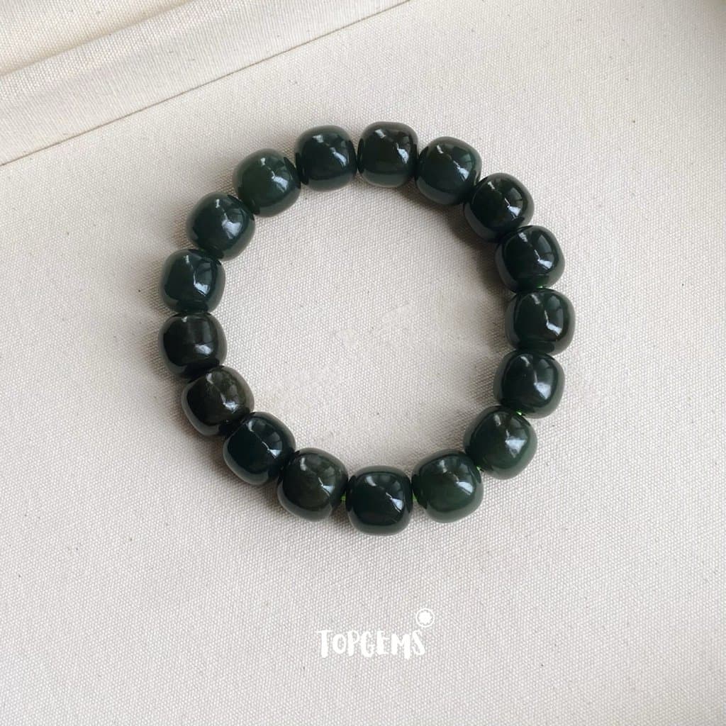 Vòng Chuỗi Ngọc Hoà Điền Tự Nhiên Tân Cương 12 Li TOPGEMS - Chuỗi Ngọc Nam Nữ Đều Đeo Được - SHIP HOẢ TỐC KÈM HỘP