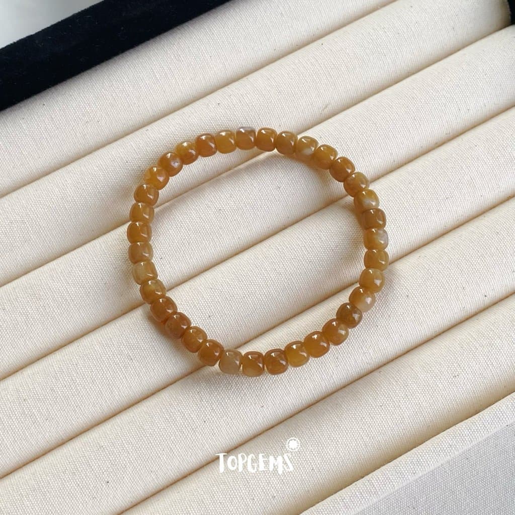 Vòng Tay Chuỗi Mật Ngọc Hoà Điền Tự Nhiên 8 Li TOPGEMS - SHIP HOẢ TỐC TẶNG KÈM HỘP