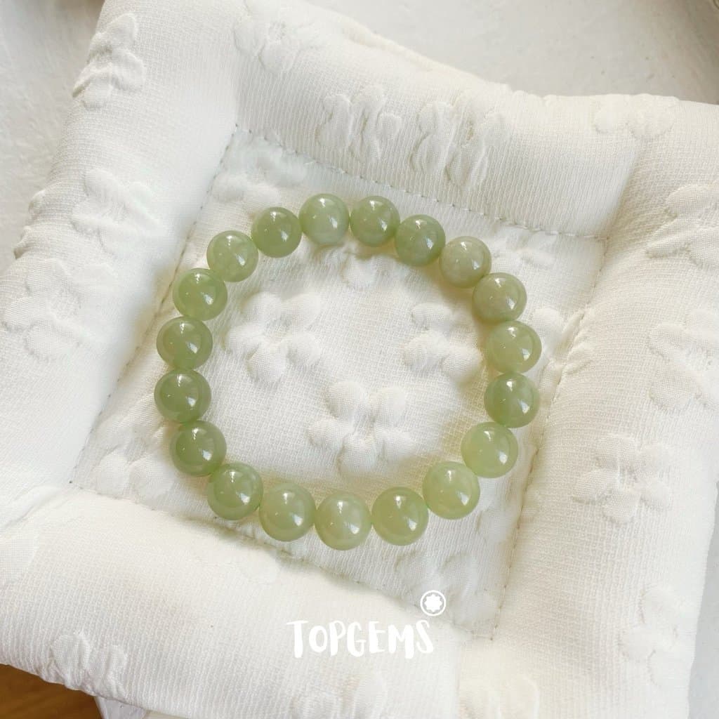 Vòng Tay Ngọc Hoà Điền Tự Nhiên Vòng Nhập Môn Phúc Lợi 6 li đến 12 li TOPGEMS [SHIP HOẢ TỐC] - TẶNG KÈM HỘP V859 - Ảnh bìa