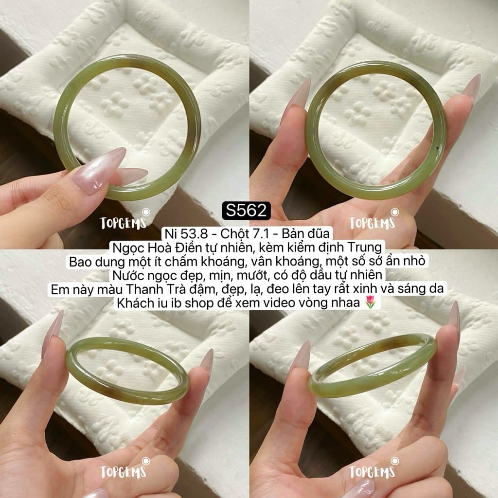 [HOẢ TỐC - TẶNG HỘP] Tổng Hợp Vòng Bản Ngọc Hoà Điền Tự Nhiên TOPGEMS Vòng Nhập Môn Bản Hẹ Bản Đũa S562 - Ảnh bìa