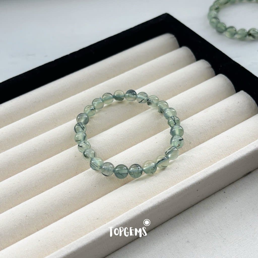 [TẶNG KÈM HỘP] Chuỗi Vòng Tay Đá Prehnite Thạch Anh Xanh Lá Tự Nhiên Mix Bạc 925 TOPGEMS XA002 - Ảnh bìa