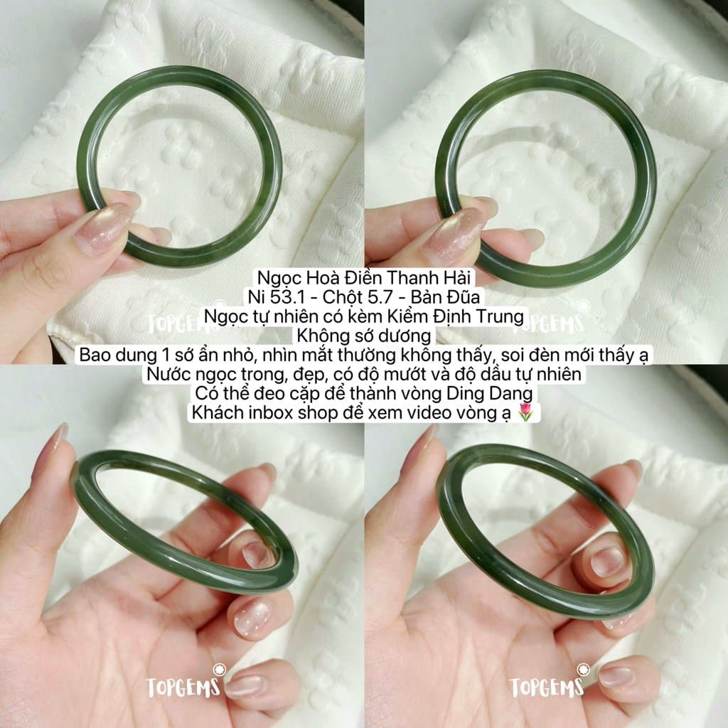 Tổng Hợp Vòng Bản Ngọc Hoà Điền Tự Nhiên TOPGEMS Vòng Nhập Môn Phúc Lợi Vòng Bản Hẹ Vòng Bản Đũa Ngọc Hoà Điền Tự Nhiên S353 - Ảnh bìa