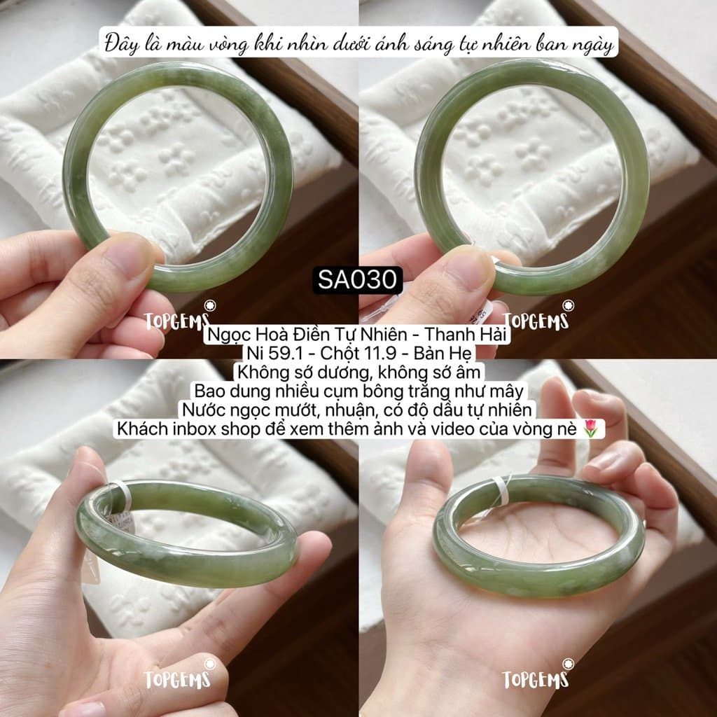 [TỔNG HỢP VÒNG BẢN] Ngọc Hoà Điền Tự Nhiên Kèm Kiểm Định TOPGEMS - Có Ship Hoả Tốc - Tặng Kèm Hộp