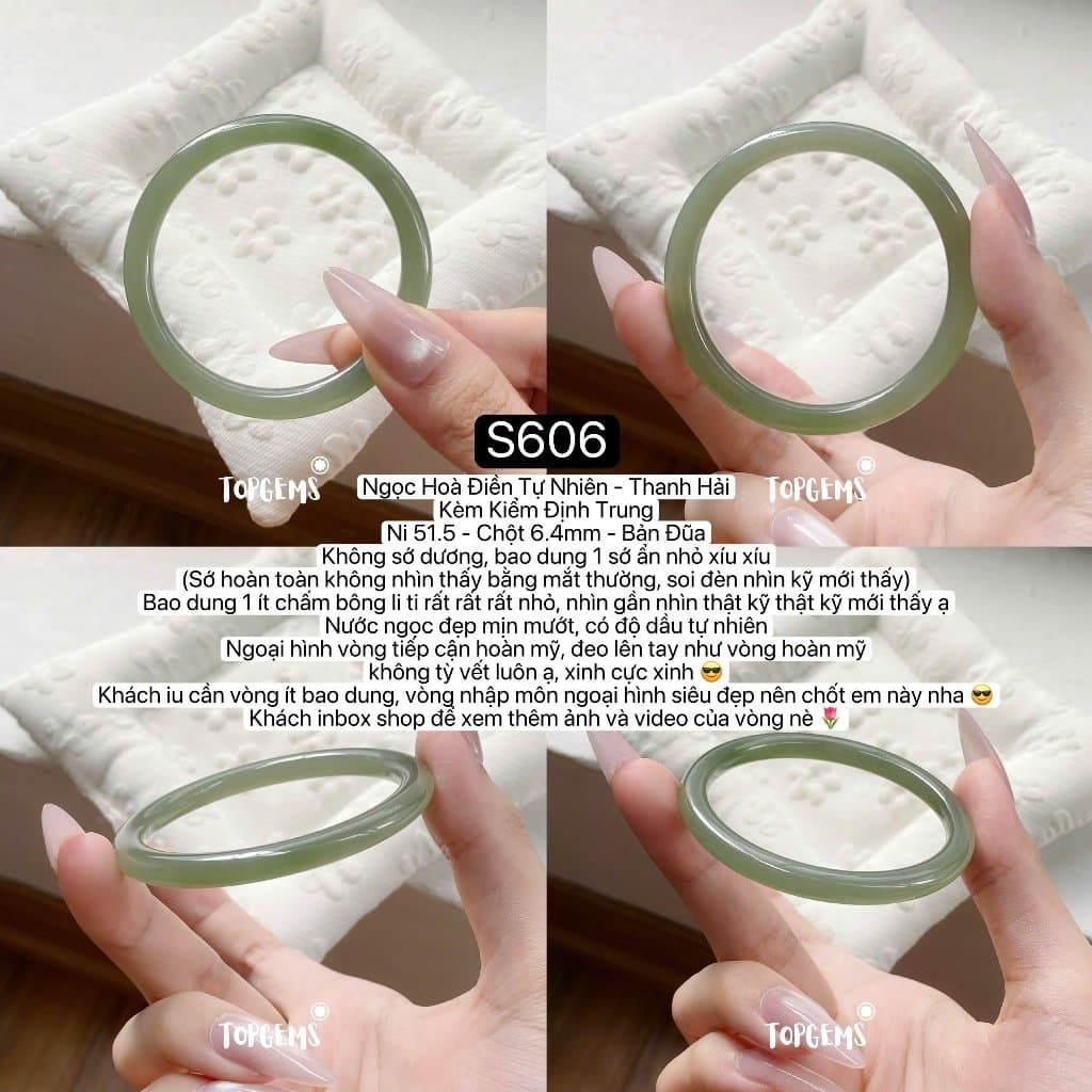 [HOẢ TỐC - TẶNG HỘP] Tổng Hợp Vòng Bản Ngọc Hoà Điền Tự Nhiên TOPGEMS Vòng Nhập Môn Bản Hẹ Bản Đũa S606 - Ảnh bìa