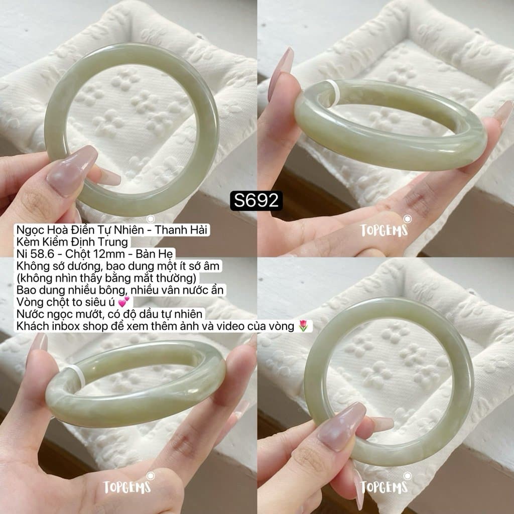 [TỔNG HỢP VÒNG DINGDANG] Vòng Bản Ngọc Hoà Điền Tự Nhiên Kèm Kiểm Định TOPGEMS - Có Ship Hoả Tốc - Tặng Kèm Hộp