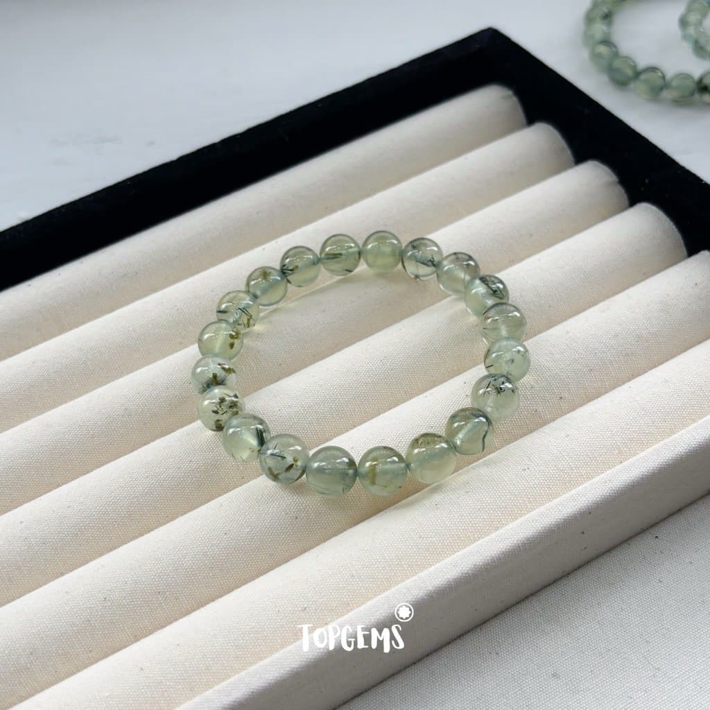 [TẶNG KÈM HỘP] Chuỗi Vòng Tay Đá Prehnite Thạch Anh Xanh Lá Tự Nhiên Mix Bạc 925 TOPGEMS XA005 - Ảnh bìa
