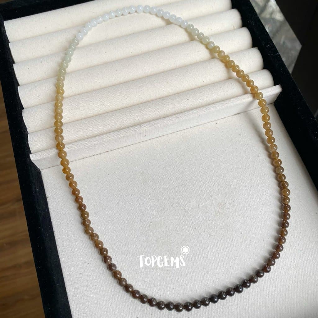 Vòng Chuỗi Mật Ngọc Hoà Điền Tự Nhiên 6 Li Màu Mật Ombre Chuyển Màu TOPGEMS - [SHIP HOẢ TỐC]