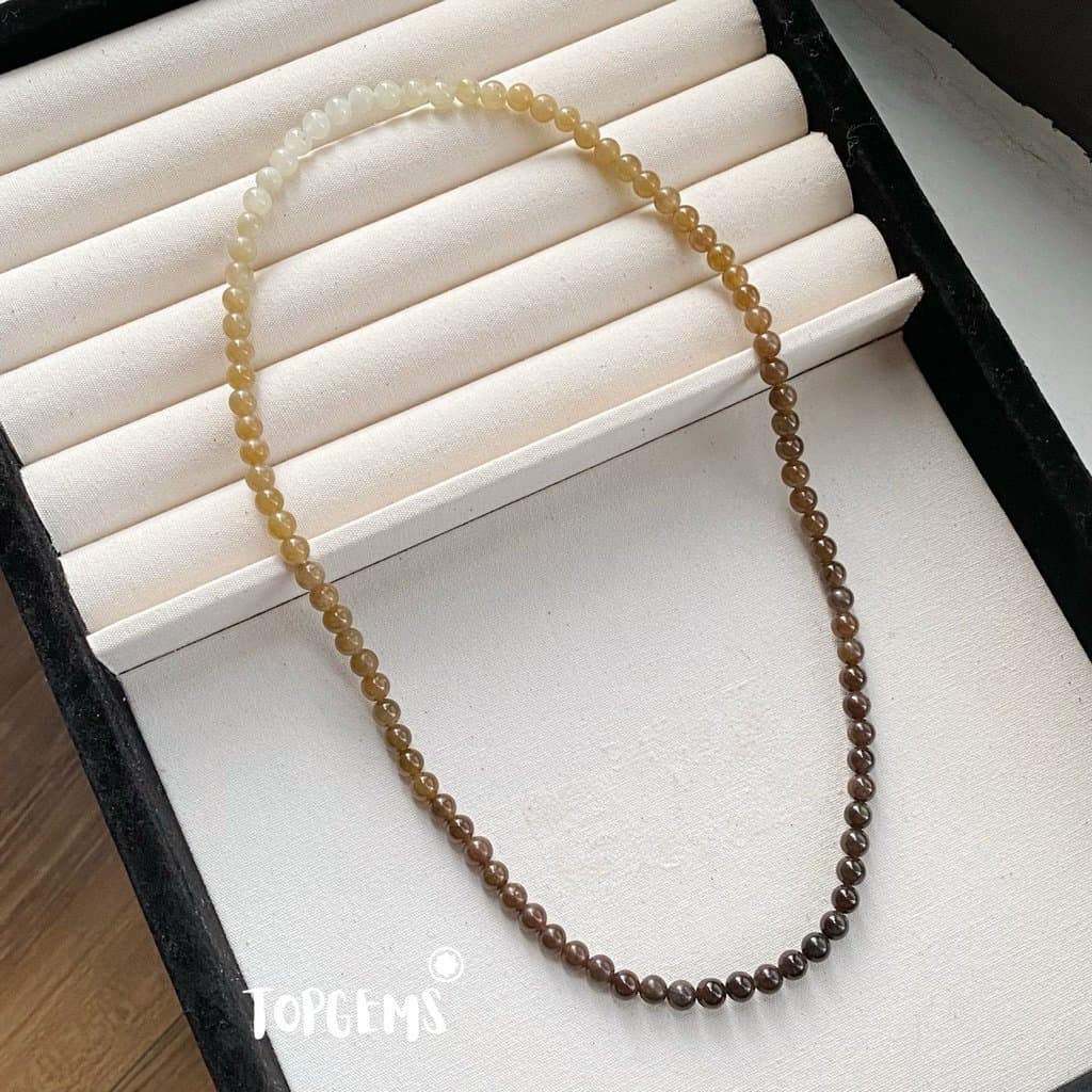Vòng Chuỗi Mật Ngọc Hoà Điền Tự Nhiên 6 Li Màu Mật Ombre Chuyển Màu TOPGEMS - [SHIP HOẢ TỐC] 90M1 - Ảnh bìa