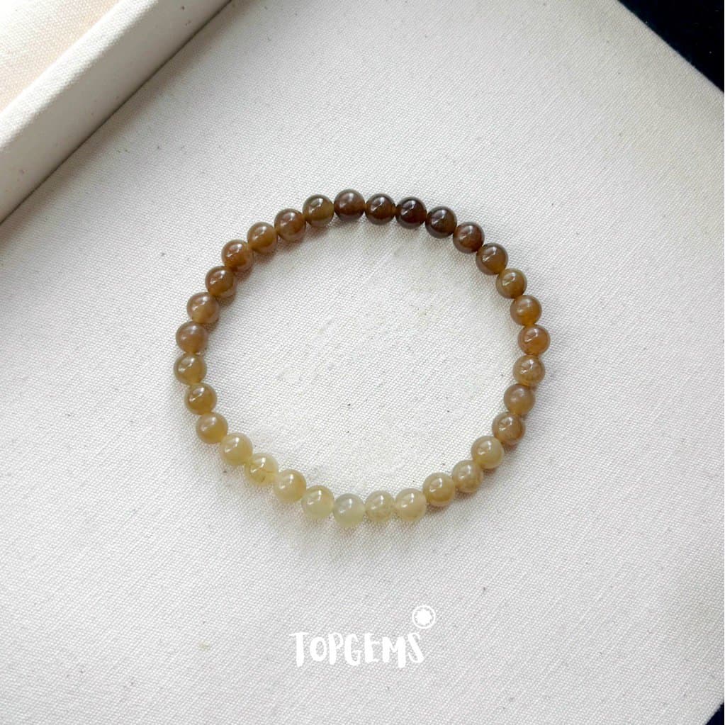 Vòng Chuỗi Mật Ngọc Hoà Điền Tự Nhiên 6 Li Màu Mật Ombre Chuyển Màu TOPGEMS - [SHIP HOẢ TỐC]