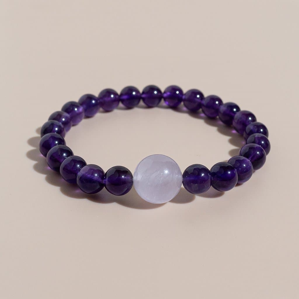 Vòng Tay Chuỗi Đá Phong Thủy Tự Nhiên Cao Cấp (Thạch Anh Tím, Garnet, Hắc Diện Thạch, Aquamarine, Thạch Anh)