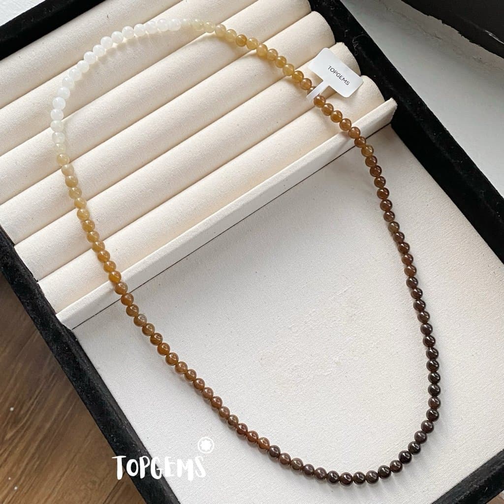 Vòng Chuỗi Mật Ngọc Hoà Điền Tự Nhiên 6 Li Màu Mật Ombre Chuyển Màu TOPGEMS - [SHIP HOẢ TỐC] 108M8 - Ảnh bìa