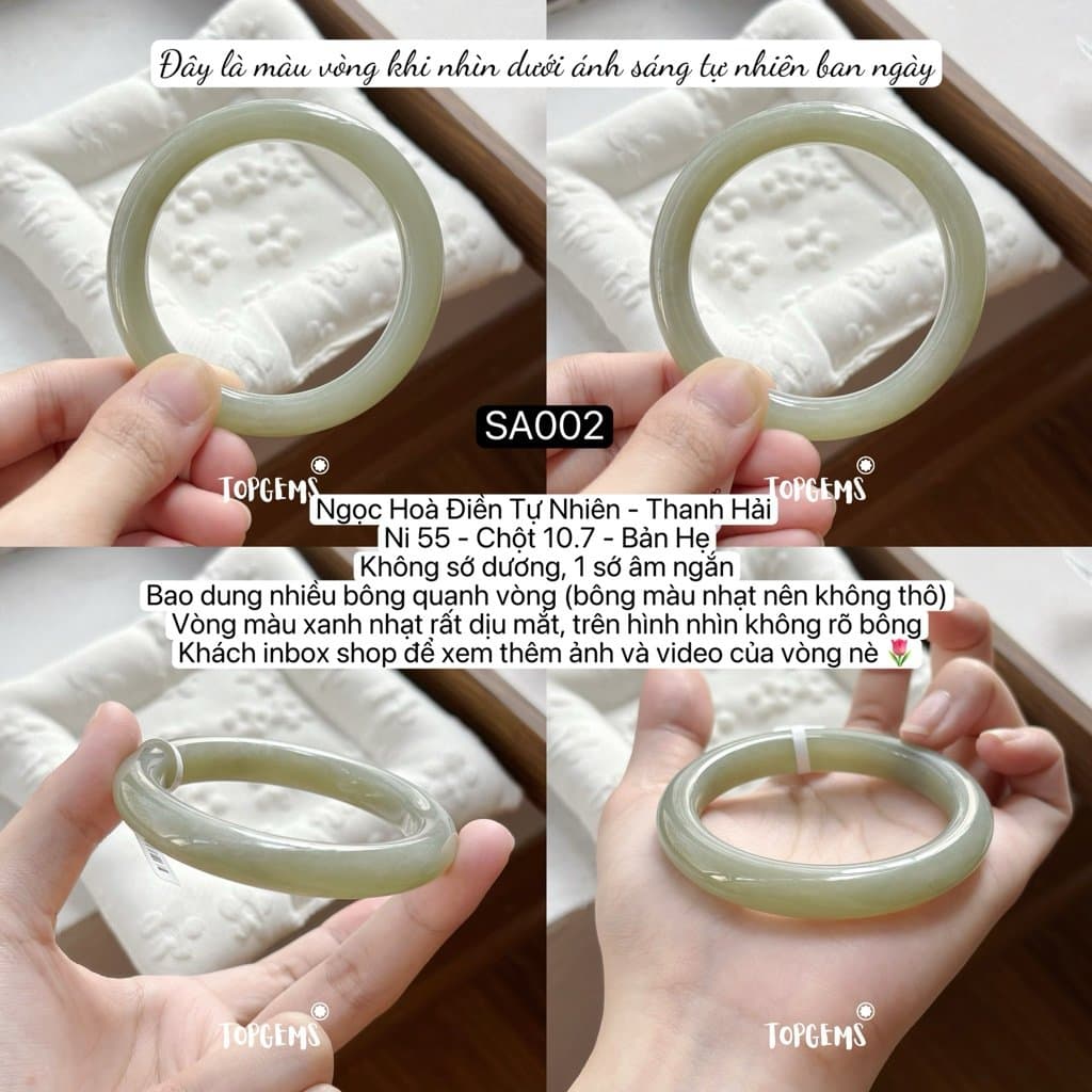 [TỔNG HỢP VÒNG BẢN] Ngọc Hoà Điền Tự Nhiên Kèm Kiểm Định TOPGEMS - Có Ship Hoả Tốc - Tặng Kèm Hộp