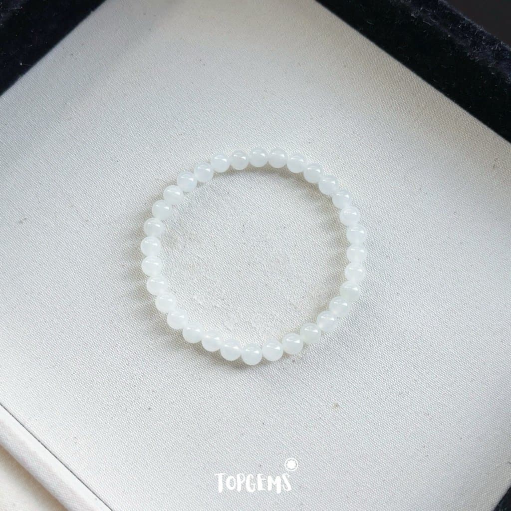 Vòng Tay Chuỗi Ngọc Hoà Điền Tự Nhiên Bạch Ngọc 6mm TOPGEMS - SHIP HOẢ TỐC TẶNG KÈM HỘP