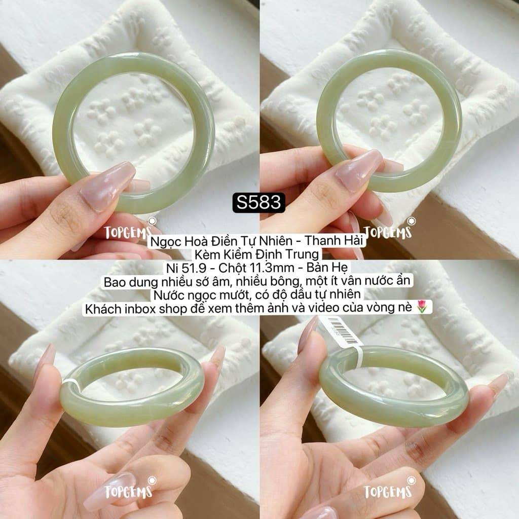 [TỔNG HỢP VÒNG DINGDANG] Vòng Bản Ngọc Hoà Điền Tự Nhiên Kèm Kiểm Định TOPGEMS - Có Ship Hoả Tốc - Tặng Kèm Hộp