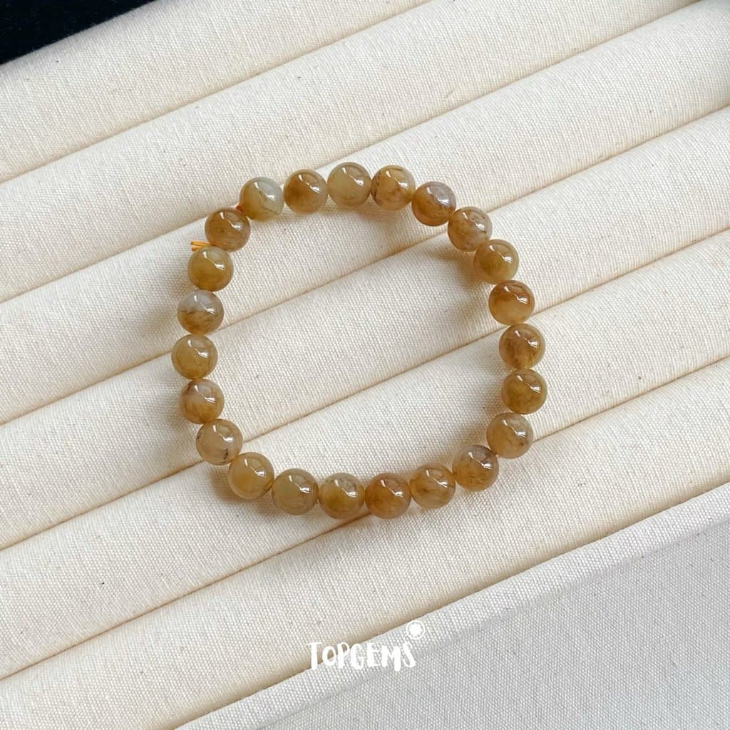 Vòng Tay Chuỗi Mật Ngọc Hoà Điền Tự Nhiên 8 Li TOPGEMS - SHIP HOẢ TỐC TẶNG KÈM HỘP