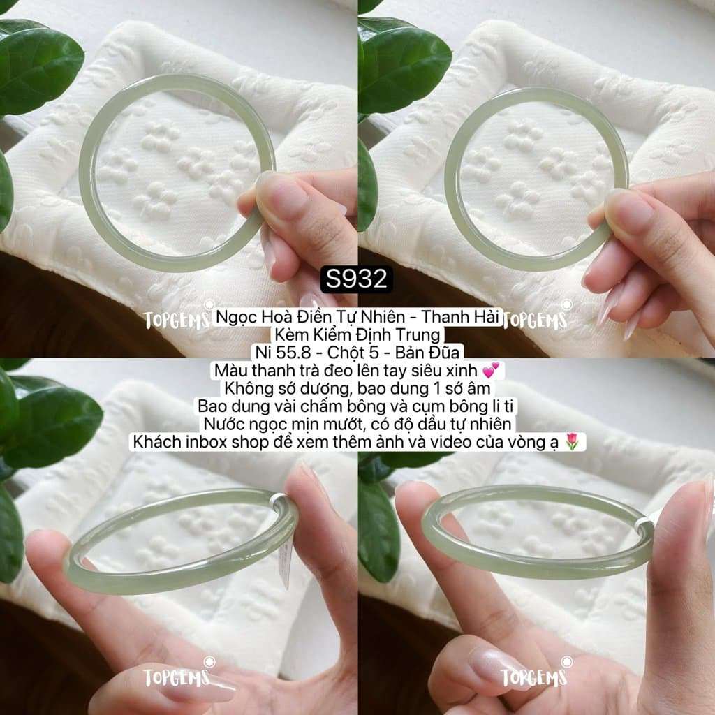 [TỔNG HỢP VÒNG DINGDANG] Vòng Bản Ngọc Hoà Điền Tự Nhiên Kèm Kiểm Định TOPGEMS - Có Ship Hoả Tốc - Tặng Kèm Hộp