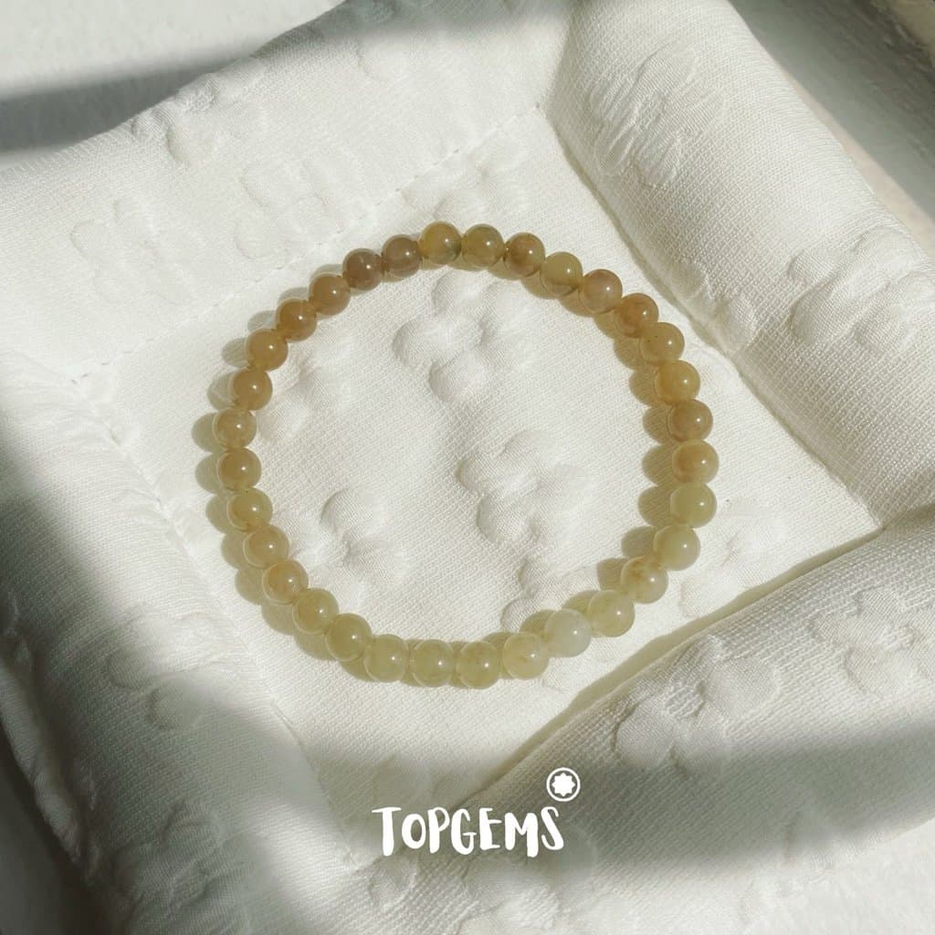 Vòng Chuỗi Mật Ngọc Hoà Điền Tự Nhiên 6 Li Màu Mật Ombre Chuyển Màu TOPGEMS - [SHIP HOẢ TỐC]