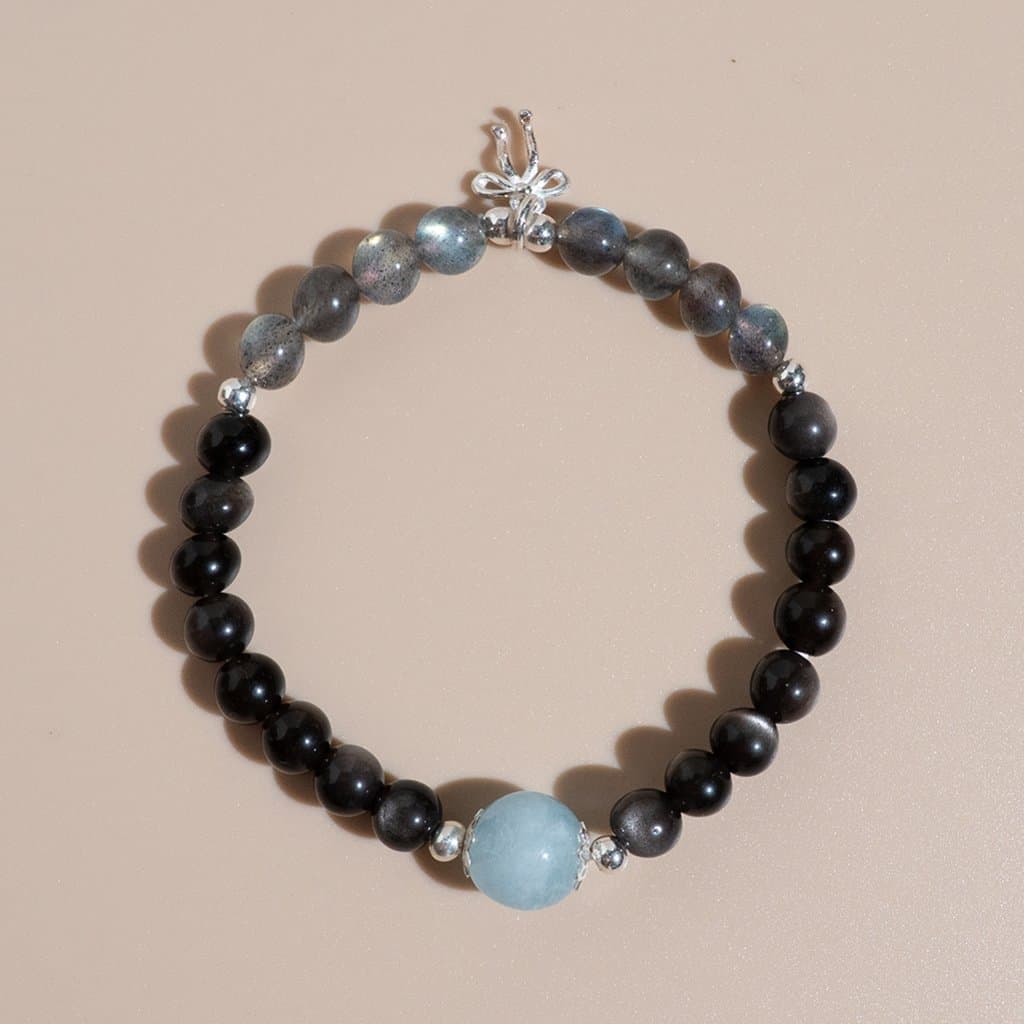 Vòng Tay Chuỗi Đá Phong Thủy Tự Nhiên Cao Cấp (Thạch Anh Tím, Garnet, Hắc Diện Thạch, Aquamarine, Thạch Anh)