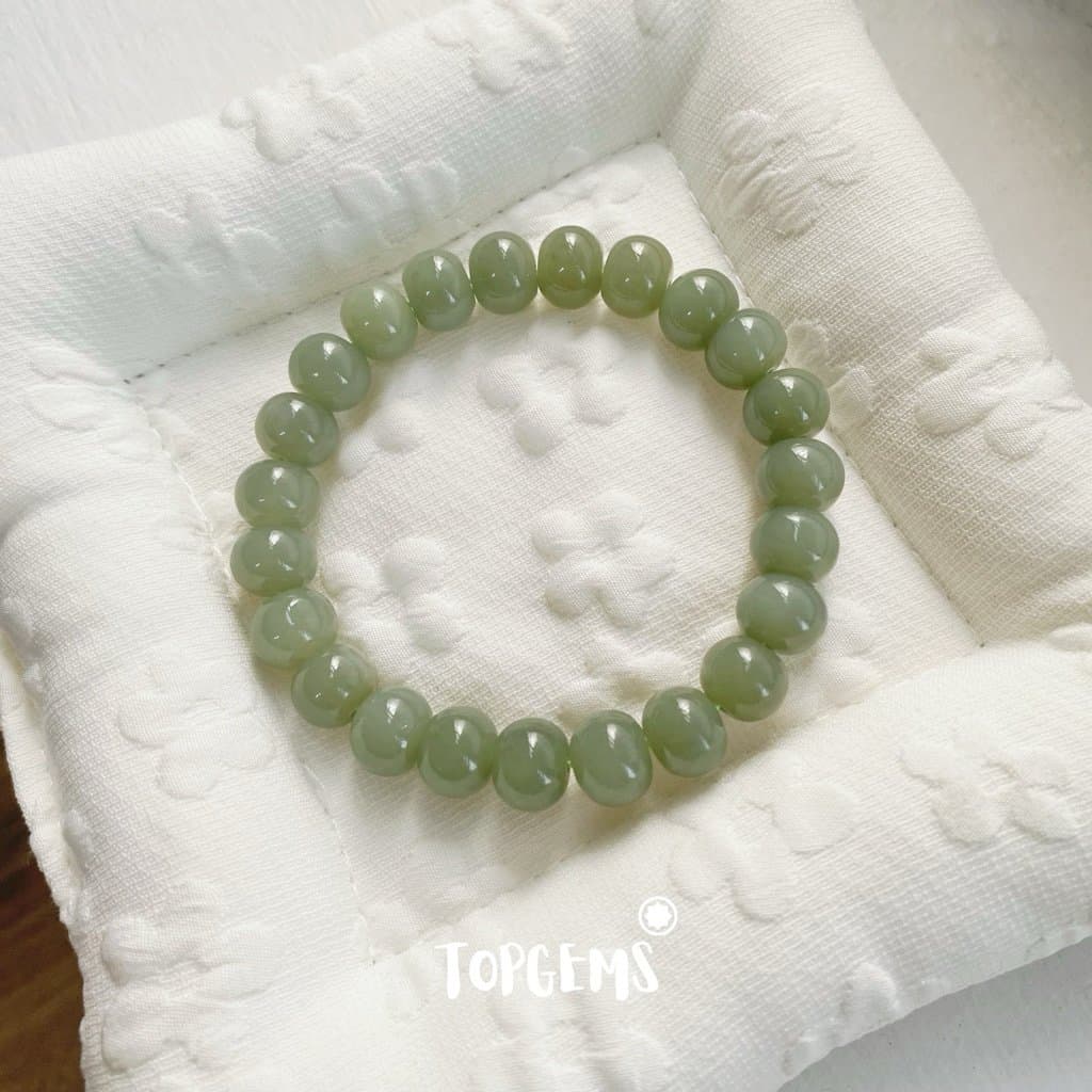 Vòng Tay Ngọc Hoà Điền Tự Nhiên Vòng Nhập Môn Phúc Lợi 6 li đến 12 li TOPGEMS [SHIP HOẢ TỐC] - TẶNG KÈM HỘP V905 - Ảnh bìa