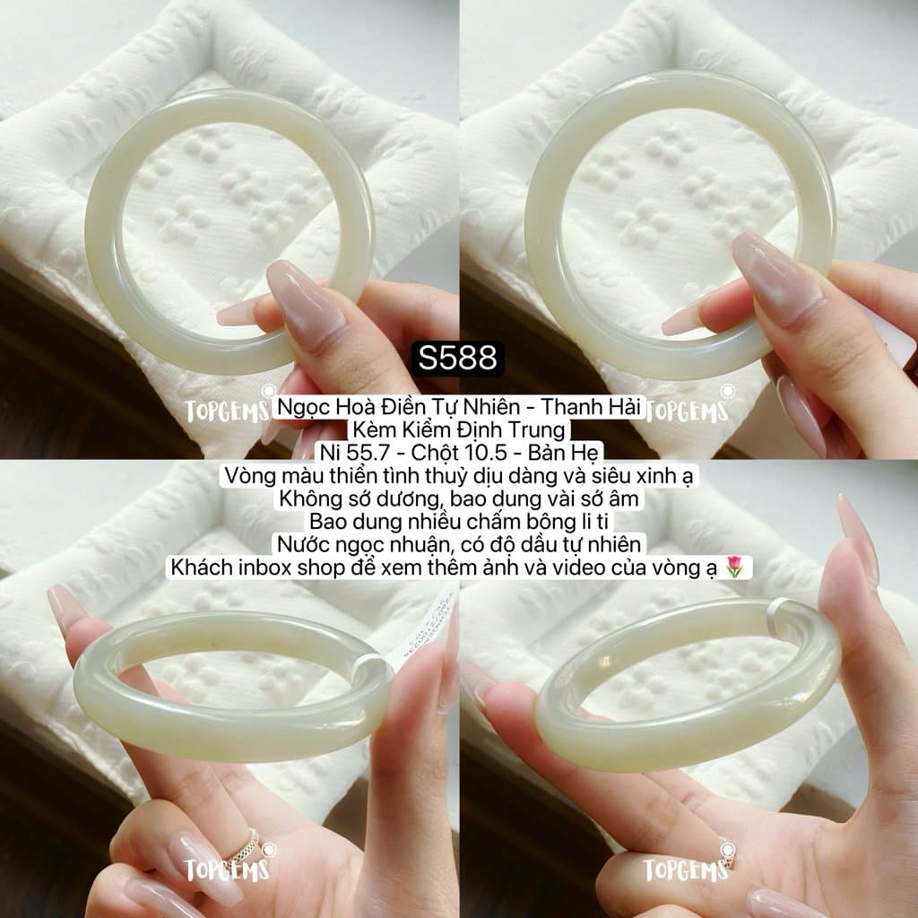 [TỔNG HỢP VÒNG DINGDANG] Vòng Bản Ngọc Hoà Điền Tự Nhiên Kèm Kiểm Định TOPGEMS - Có Ship Hoả Tốc - Tặng Kèm Hộp