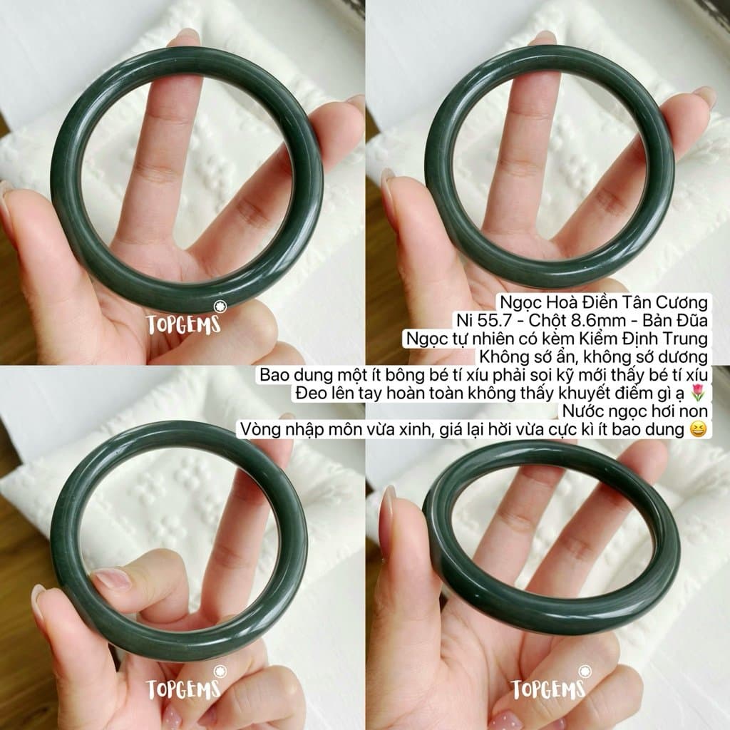 Tổng Hợp Vòng Bản Ngọc Hoà Điền Tự Nhiên TOPGEMS Vòng Nhập Môn Phúc Lợi Vòng Bản Hẹ Vòng Bản Đũa Ngọc Hoà Điền Tự Nhiên S325 - Ảnh bìa