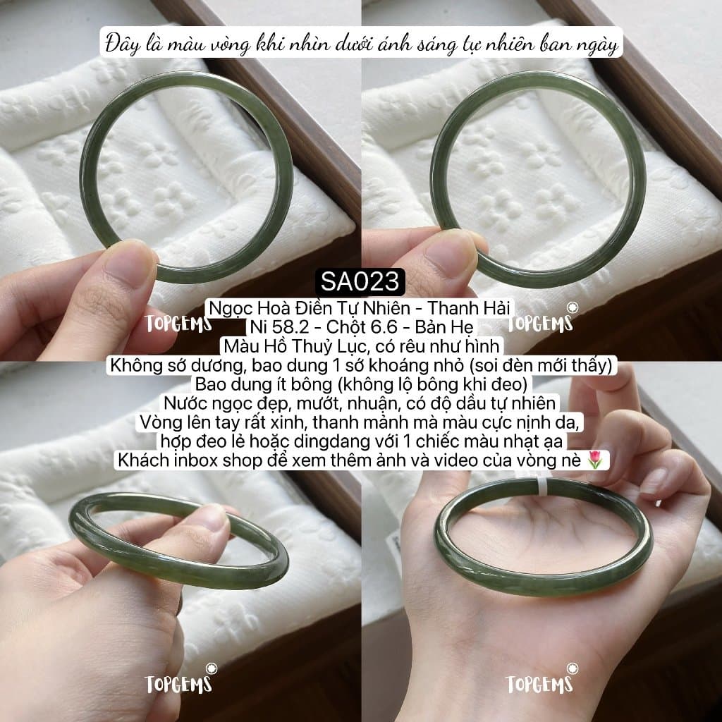 [TỔNG HỢP VÒNG BẢN] Ngọc Hoà Điền Tự Nhiên Kèm Kiểm Định TOPGEMS - Có Ship Hoả Tốc - Tặng Kèm Hộp SA023 - Ảnh bìa