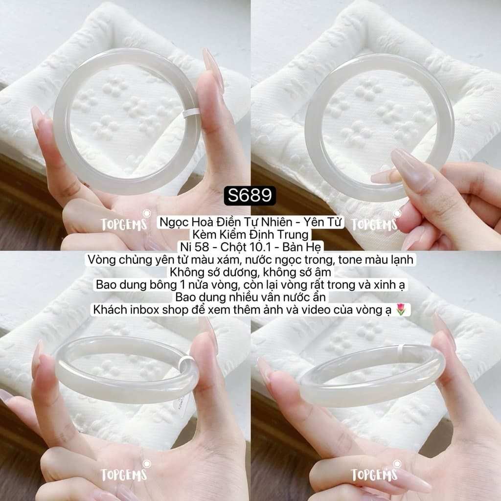 [TỔNG HỢP VÒNG DINGDANG] Vòng Bản Ngọc Hoà Điền Tự Nhiên Kèm Kiểm Định TOPGEMS - Có Ship Hoả Tốc - Tặng Kèm Hộp