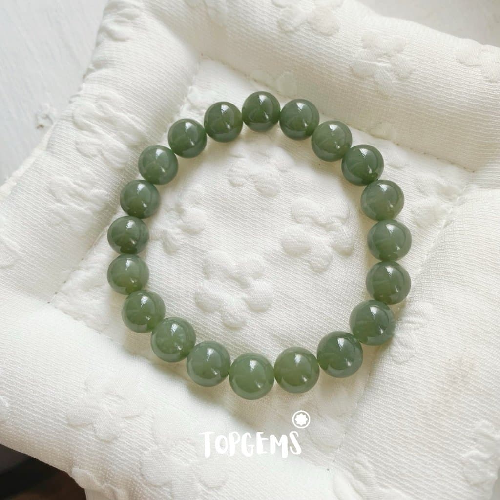 Vòng Tay Ngọc Hoà Điền Tự Nhiên Vòng Nhập Môn Phúc Lợi 6 li đến 12 li TOPGEMS [SHIP HOẢ TỐC] - TẶNG KÈM HỘP V828 - Ảnh bìa