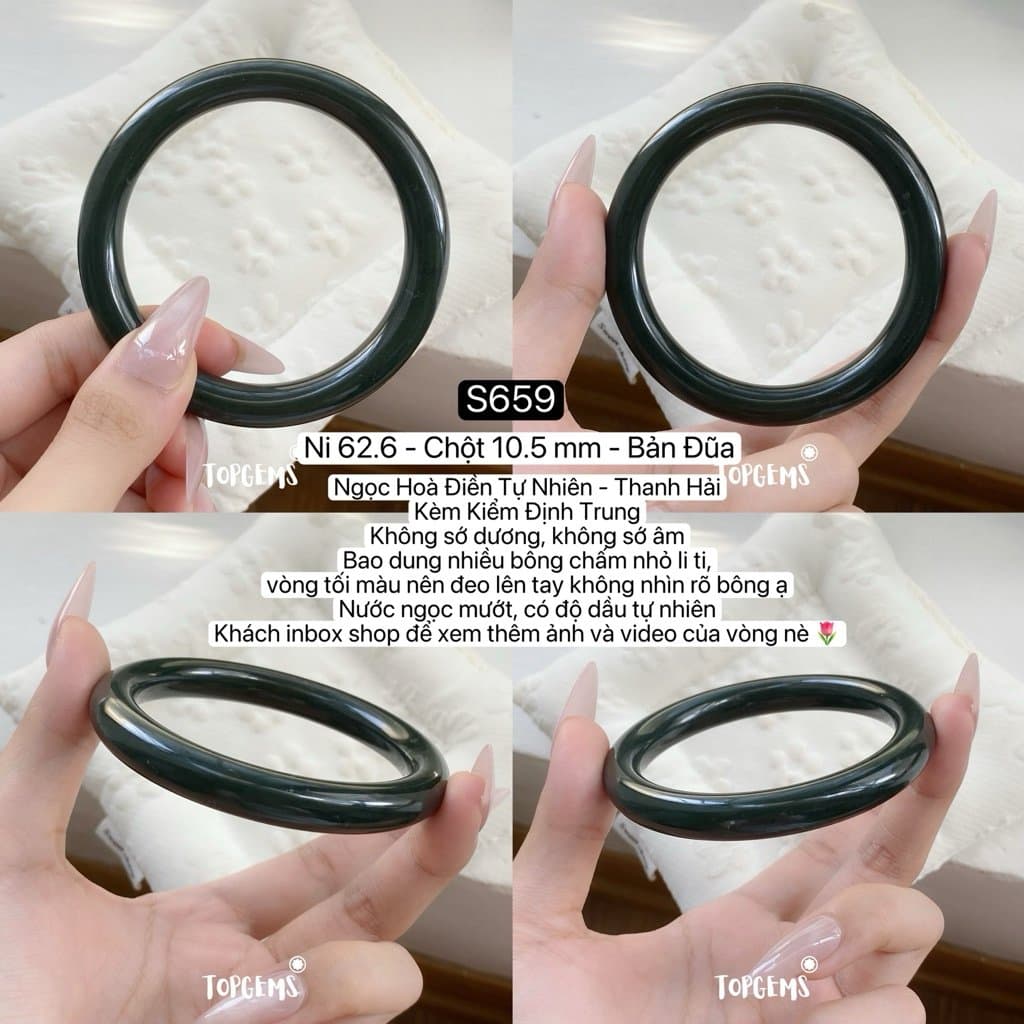 [TỔNG HỢP VÒNG DINGDANG] Vòng Bản Ngọc Hoà Điền Tự Nhiên Kèm Kiểm Định TOPGEMS - Có Ship Hoả Tốc - Tặng Kèm Hộp S659 - Ảnh bìa