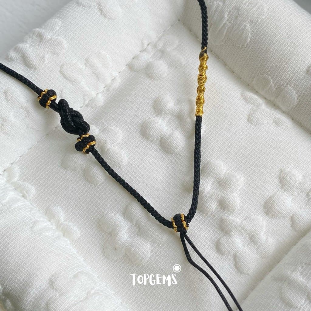 Vòng Cổ Dây Đan Xỏ Mặt Ngọc Mặt Đá, Dây Chuyền Đan Tết Xâu Mặt Vô Sự Bài - TOPGEMS